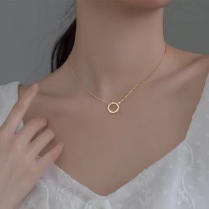 TrustDavis Silver Round CZ Pendant Necklace for Women