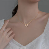 TrustDavis Silver Round CZ Pendant Necklace for Women