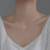 TrustDavis Silver Round CZ Pendant Necklace for Women