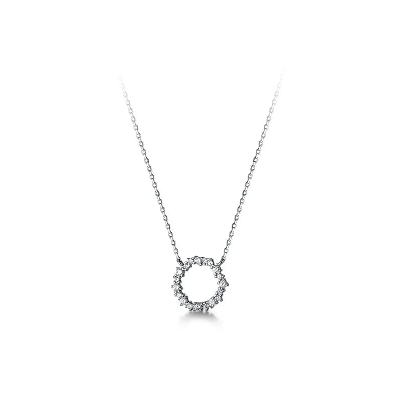 TrustDavis Silver Round CZ Pendant Necklace for Women