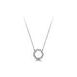 TrustDavis Silver Round CZ Pendant Necklace for Women