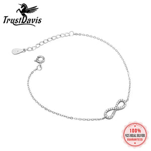 TrustDavis 925 Silver CZ Bracelet Wedding Party Gift