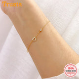 TrustDavis 925 Sterling Silver Heart CZ Bracelet For Women