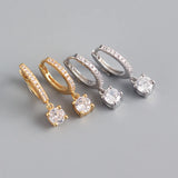 TrustDavis CZ Hoop Earrings Sparkling S925 Wedding Jewelry