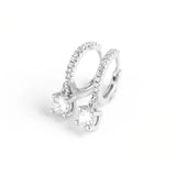 TrustDavis CZ Hoop Earrings Sparkling S925 Wedding Jewelry