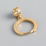 TrustDavis CZ Hoop Earrings Sparkling S925 Wedding Jewelry