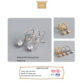 TrustDavis CZ Hoop Earrings Sparkling S925 Wedding Jewelry