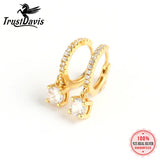 TrustDavis CZ Hoop Earrings Sparkling S925 Wedding Jewelry