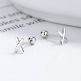 TrustDavis 925 Silver Cross Stud Earrings Birthday Gift Jewelry