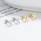 TrustDavis 925 Silver Cross Stud Earrings Birthday Gift Jewelry