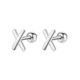 TrustDavis 925 Silver Cross Stud Earrings Birthday Gift Jewelry