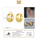 TrustDavis Minimalist Smooth Surface Hoop Earring 925 Silver Jewelry