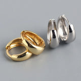 TrustDavis Minimalist Smooth Surface Hoop Earring 925 Silver Jewelry