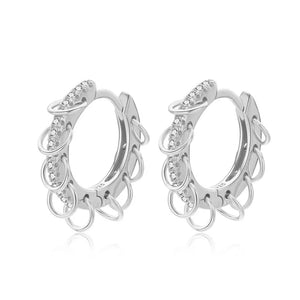 TrustDavis 925 Sterling Silver CZ Hoop Earring Minimalist Geometric Tiny Women