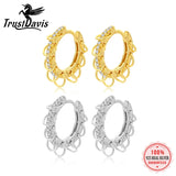 TrustDavis 925 Sterling Silver CZ Hoop Earring Minimalist Geometric Tiny Women