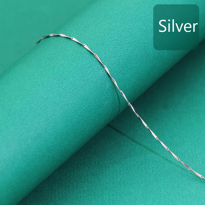 TrustDavis 925 Silver Necklace Ingots Chain 40cm/45cm Collar For W