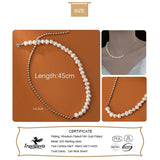 TrustDavis Silver Necklace Natural Pearls Chain Links Necklace For Women
