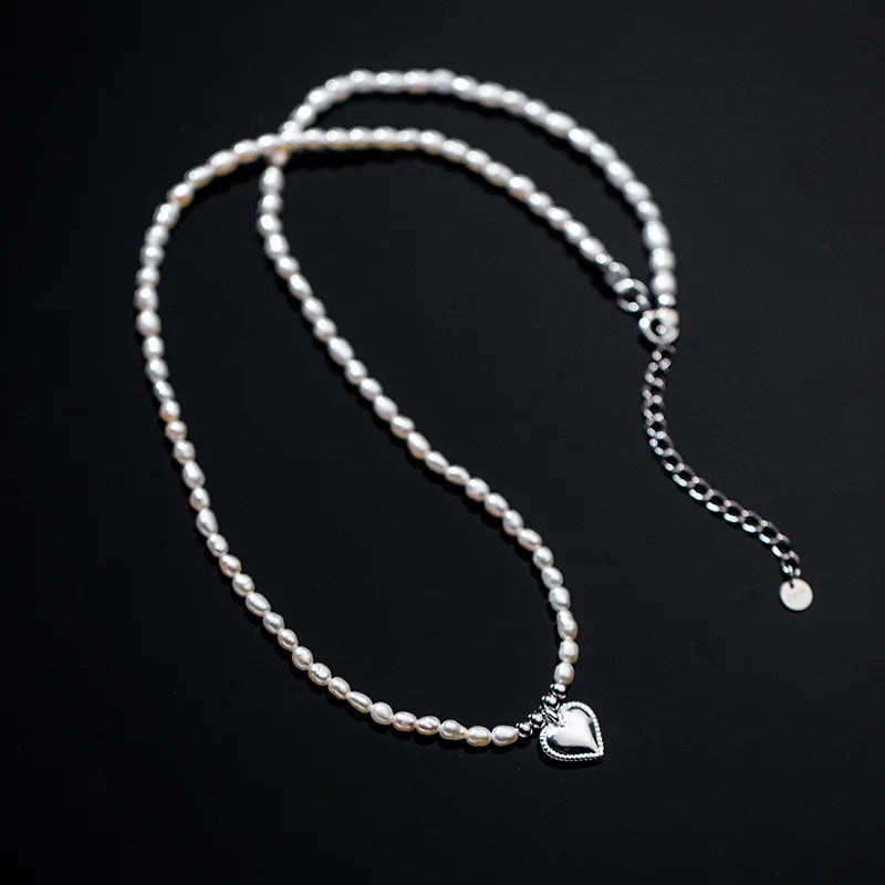 TrustDavis Romantic Heart Pendant Necklace For Women S925 Jewelry Gift