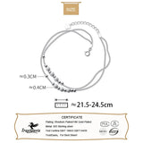 TrustDavis 925 Silver Frosted Bead Double Layer Box Chain Anklet