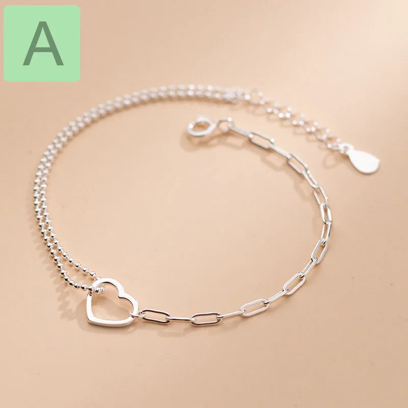TrustDavis 925 Silver Heart Bracelet Wedding Gift DB1314