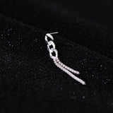 TrustDavis CZ Earring 925 Silver Chain Tassel Dazzling CZ Stud Earring