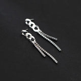 TrustDavis CZ Earring 925 Silver Chain Tassel Dazzling CZ Stud Earring