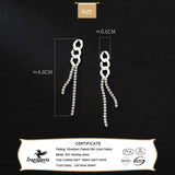 TrustDavis CZ Earring 925 Silver Chain Tassel Dazzling CZ Stud Earring
