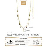 TrustDavis CZ Leaf Tassel Necklace 925 Sterling Silver