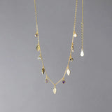 TrustDavis CZ Leaf Tassel Necklace 925 Sterling Silver