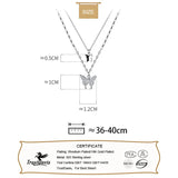 TrustDavis Choker Necklace Double Butterfly Link Chain 925 Sterling Silver