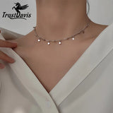 TrustDavis Choker Necklace Link Chain Party Small Tassel Circle Beads Charm