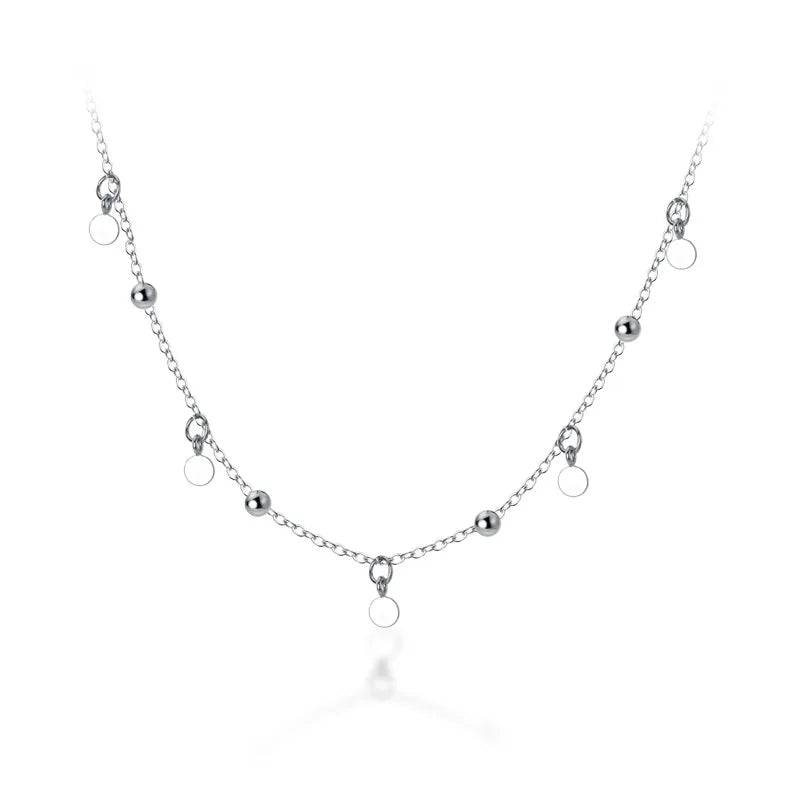 TrustDavis Choker Necklace Link Chain Party Small Tassel Circle Beads Charm