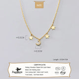TrustDavis Choker Necklace Link Chain Star Moon CZ Charm 925 Sterling Silver