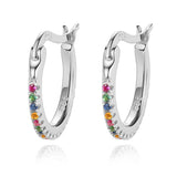 TrustDavis Colorful CZ Stones 925 Sterling Silver Small Clip Earrings