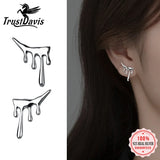 TrustDavis 925 Sterling Silver Water Drop Stud Earrings Wedding Jewelry DA2816