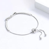 TrustDavis Sterling Silver Bowknot Bracelet with Zircon for Women Girls