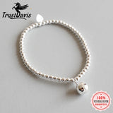 TrustDavis 925 Sterling Silver Minimalist 3mm Beads Chain Bracelets