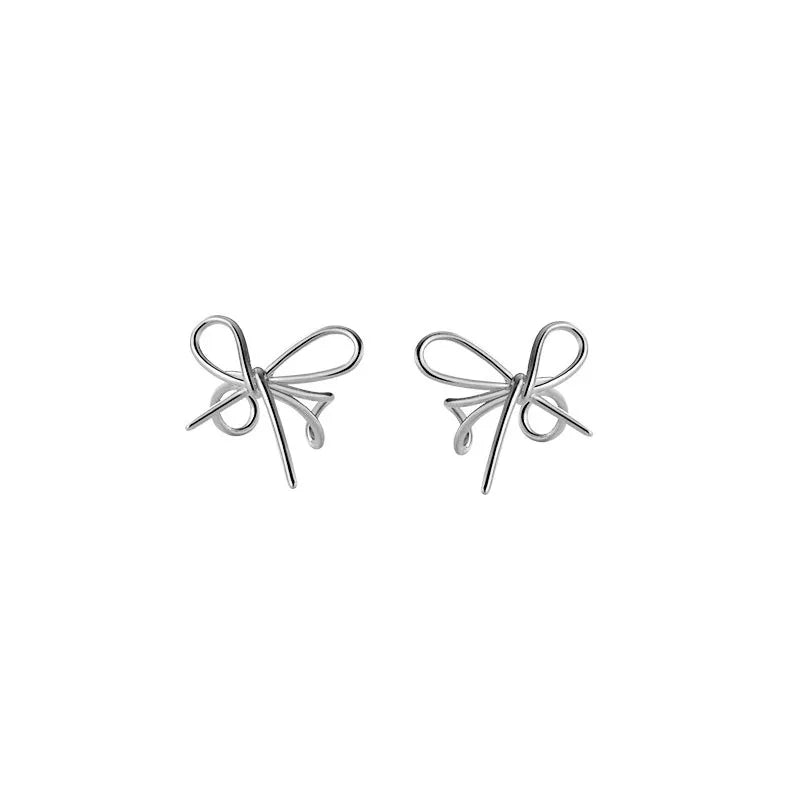 TrustDavis 925 Silver Bowknot Ear Cuff Clip Earrings For Women Without Piercing