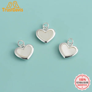 TrustDavis 925 Silver Charm Love Pearls Romantic Pendant DIY Necklace Jewelry