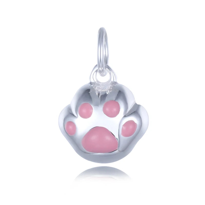925 Sterling Silver Cat Paws Charm Pendant for DIY Jewelry