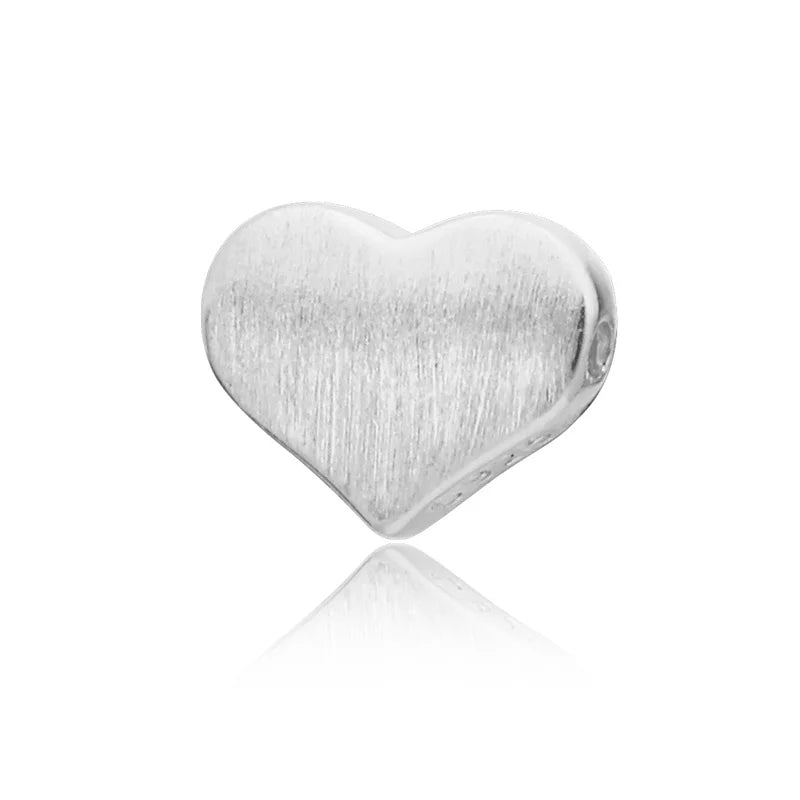 TrustDavis 925 Silver Heart Beads Charms for Bracelet DIY Jewelry DZ491