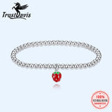 Davis Bracelet 925 Silver Strawberry Beads Elastic Bracelet Wedding Jewelry
