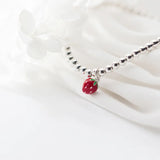 Davis Bracelet 925 Silver Strawberry Beads Elastic Bracelet Wedding Jewelry