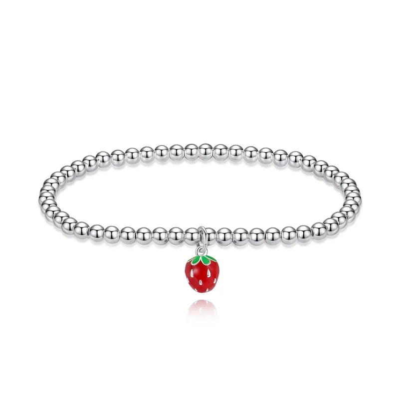 Davis Bracelet 925 Silver Strawberry Beads Elastic Bracelet Wedding Jewelry
