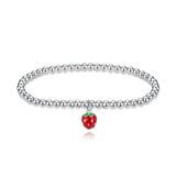 Davis Bracelet 925 Silver Strawberry Beads Elastic Bracelet Wedding Jewelry