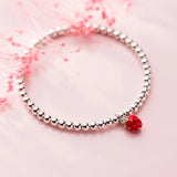 Davis Bracelet 925 Silver Strawberry Beads Elastic Bracelet Wedding Jewelry