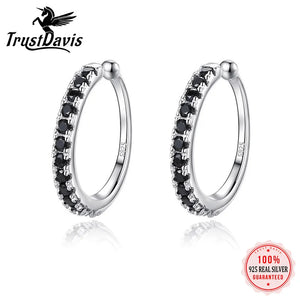 TrustDavis Zircon Sterling Silver Clip Earring Set
