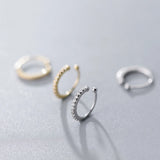 TrustDavis Zircon Sterling Silver Clip Earring Set