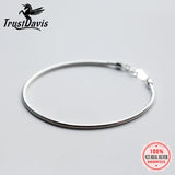 TrustDavis 925 Silver Minimalist Snake Chain Bracelet Wedding Jewelry