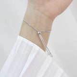 TrustDavis 925 Sterling Silver Bowknot CZ Bracelet for Women